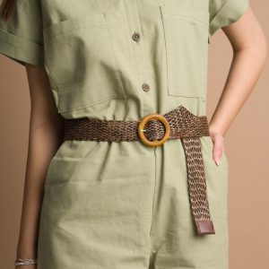 کمربند زنانه ۴ سانت کنفی حصیری زبانه دار خارجی