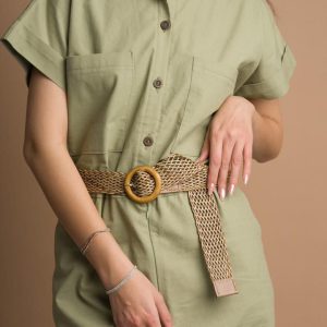 کمربند زنانه ۴ سانت کنفی حصیری زبانه دار خارجی