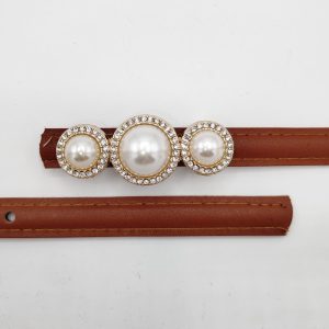 کمربند زنانه ۱.۵ سانت دوردوخت سگک نگینی