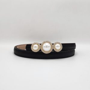 کمربند زنانه ۱.۵ سانت دوردوخت سگک نگینی