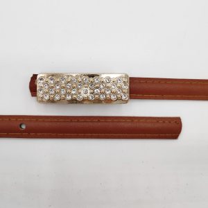 کمربند زنانه ۱.۵ سانت دوردوخت سگک نگینی