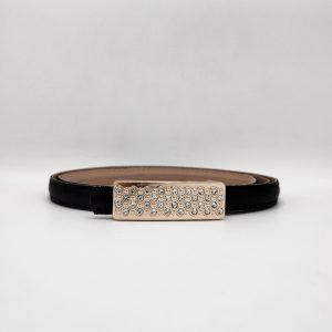 کمربند زنانه ۱.۵ سانت دوردوخت سگک نگینی