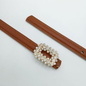 کمربند زنانه ۱.۵ سانت دوردوخت سگک نگینی