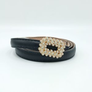 کمربند زنانه ۱.۵ سانت دوردوخت سگک نگینی