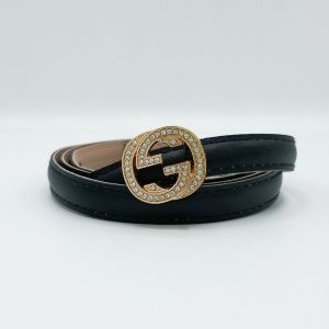 کمربند زنانه ۱.۵ سانت دوردوخت سگک نگینی