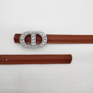 کمربند زنانه ۱.۵ سانت دوردوخت سگک نگینی