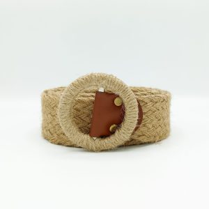 کمربند زنانه ۴ سانت کنف سگک گرد کنفی