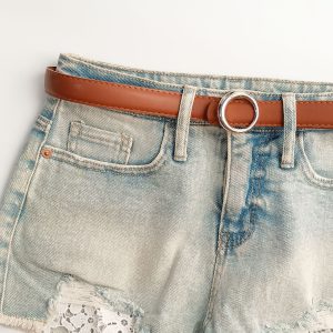 کمربند زنانه ۲.۵ سانت دوردوخت سگک گرد