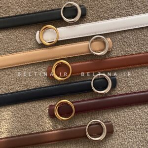 کمربند زنانه ۲.۵ سانت دوردوخت سگک گرد کد030