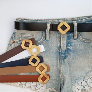 کمربند زنانه ۳ سانت سگک لوزی خطی