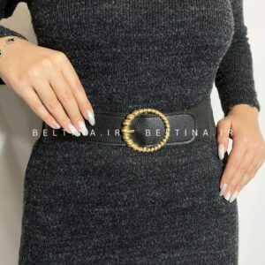 کمربند زنانه کشی زبانه دار ۵ سانت سگک دایره کد112