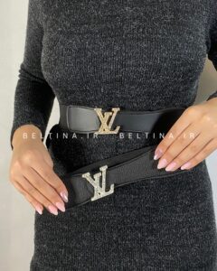 کمربند زنانه کشی 3.5 سانت سگک ال وی نگینی کد 124