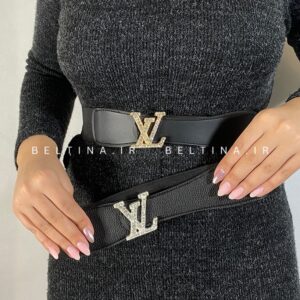 کمربند زنانه کشی 3.5 سانت سگک ال وی نگینی کد 124